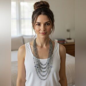 Stunning  Silver Multi-Layer Necklace